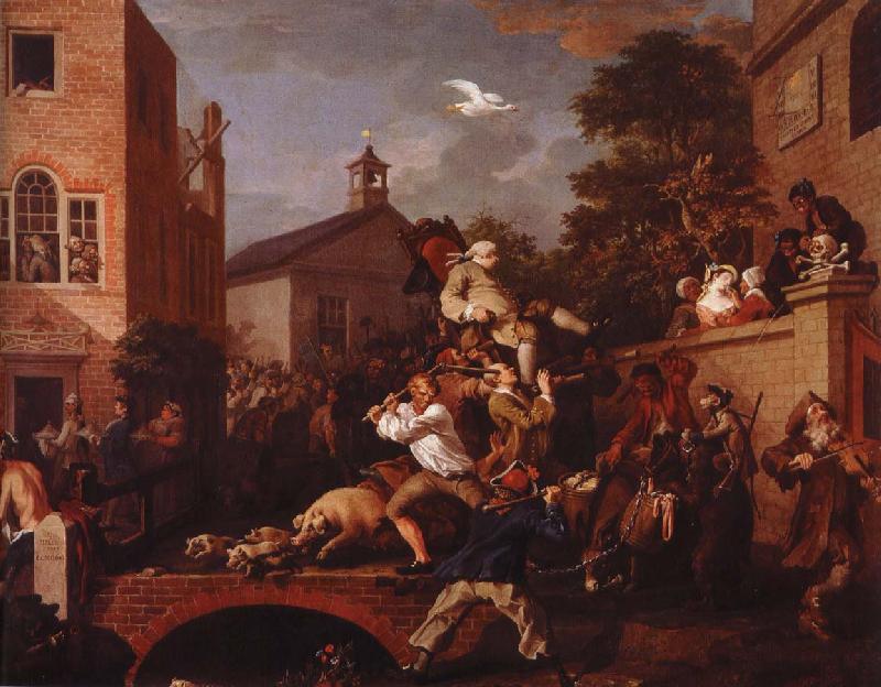 William Hogarth chairing the member oil painting image